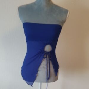 Elegant Blue Strapless Women's Top